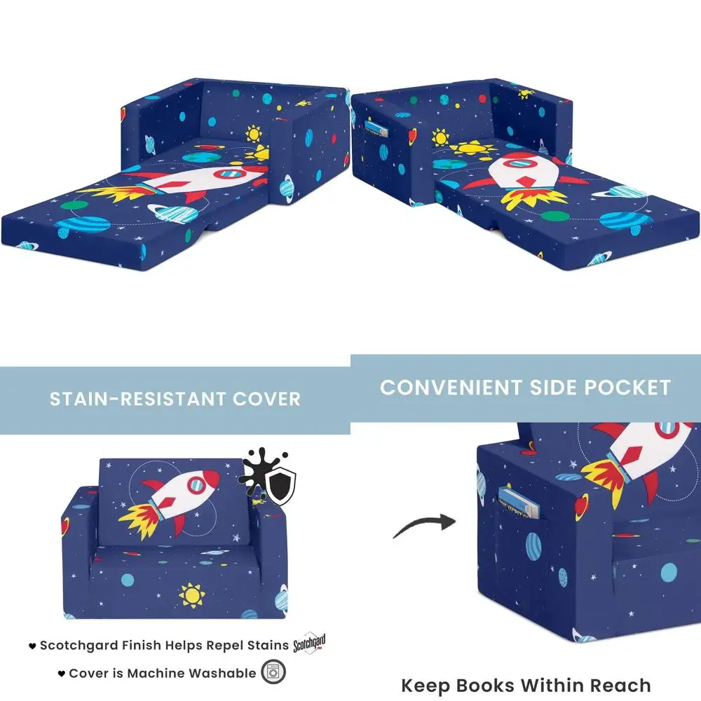 Space-Themed Child Sofa and Couch, Convertible, Stain-Resistant, Washable Cover, 24x17x15
Space-Themed Child Sofa and Couch, Convertible, Stain-Resistant, Washable Cover, 24x17x15