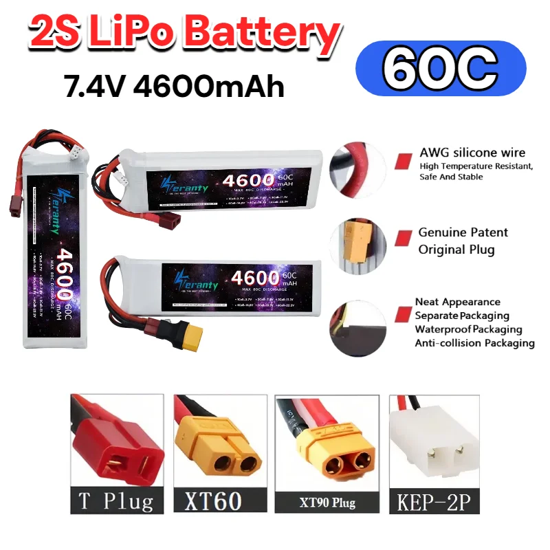 4600MAH 60C 2S Lipo Battery for Quad FPV Drone RC Airplane 7.4V 11.1V 14.8V 22.2V with XT60 Plug Long Flight Time 
4600MAH 60C 2S Lipo Battery for Quad FPV Drone RC Airplane 7.4V 11.1V 14.8V 22.2V with XT60 Plug Long Flight Time