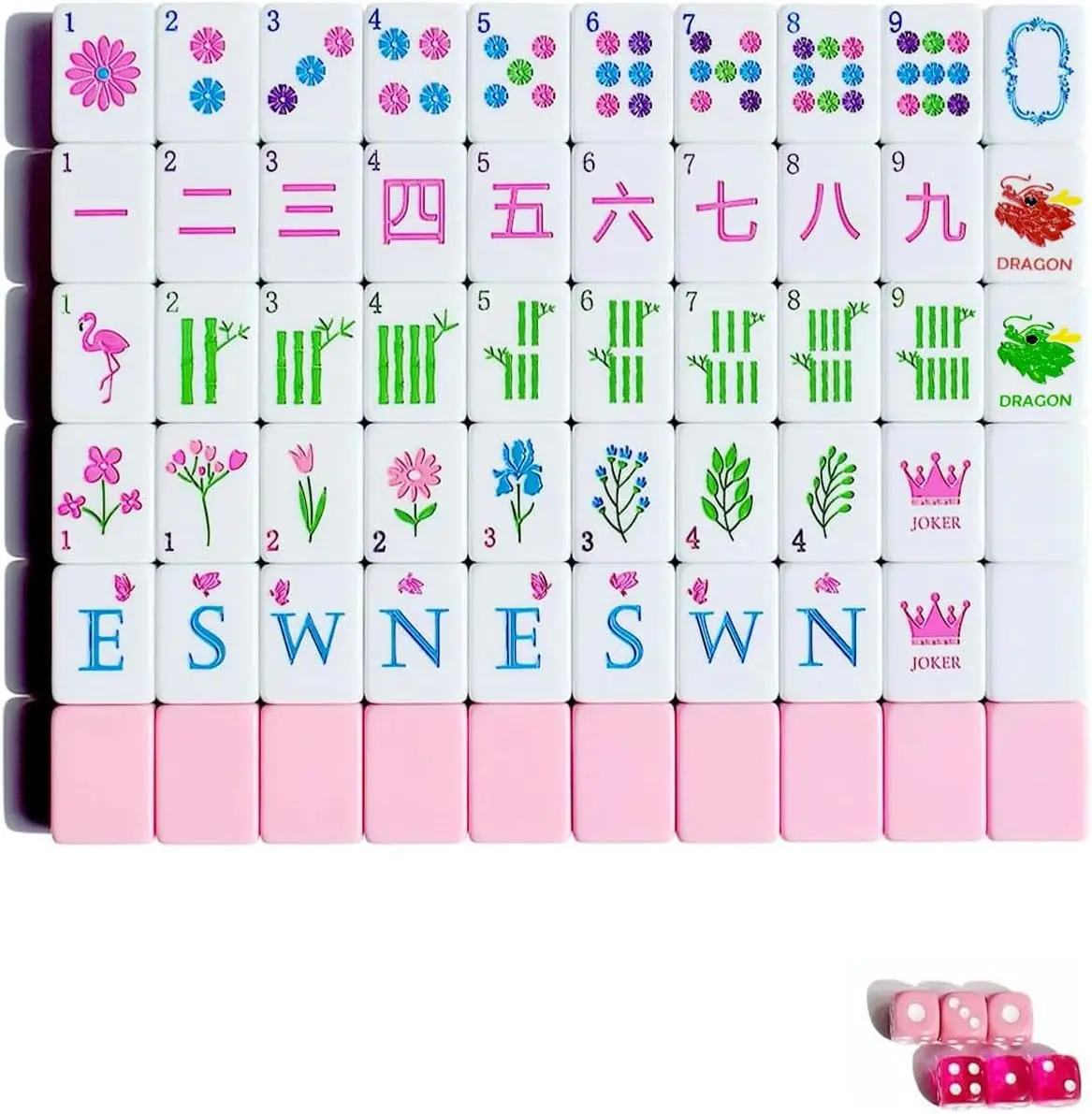 160 Acrylic Engraved Mahjong Tile Set American Mah Jongg Game with PU Bag, 6 Dice, Accessories for Beginners (Light Pink)
160 Acrylic Engraved Mahjong Tile Set American Mah Jongg Game with PU Bag, 6 Dice, Accessories for Beginners (Light Pink)