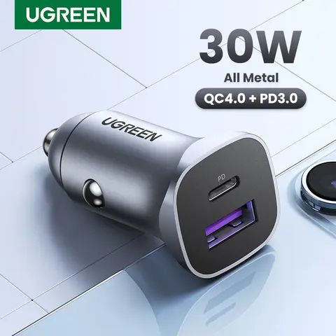 UGREEN Caricabatteria da auto Tipo C Caricatore USB veloce per iPhone 17 16 15 Xiaomi Caricabatteria da auto Quick 4.0 3.0 Charge Caricatore PD per telefono cellulare