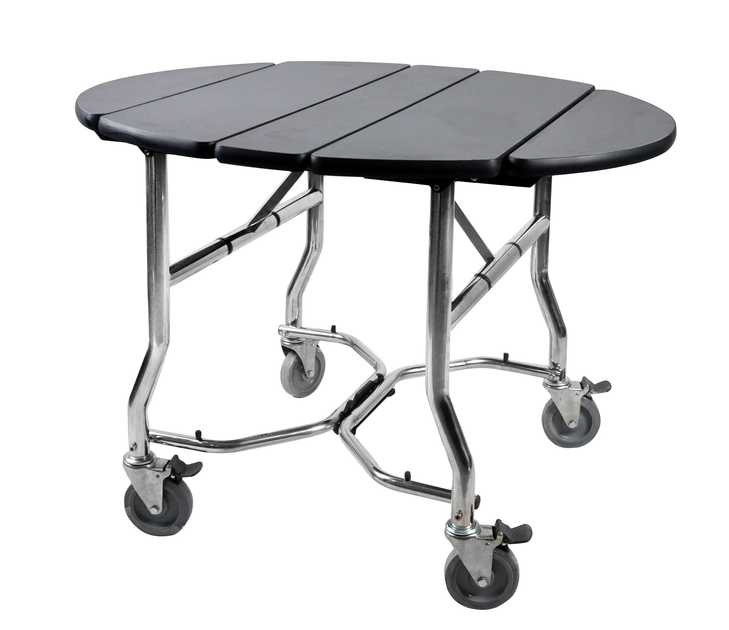 Hotel Room Food Oval Room Service Trolley with HPL Desktop Flexible Trifold Design
Hotel Room Food Oval Room Service Trolley with HPL Desktop Flexible Trifold Design