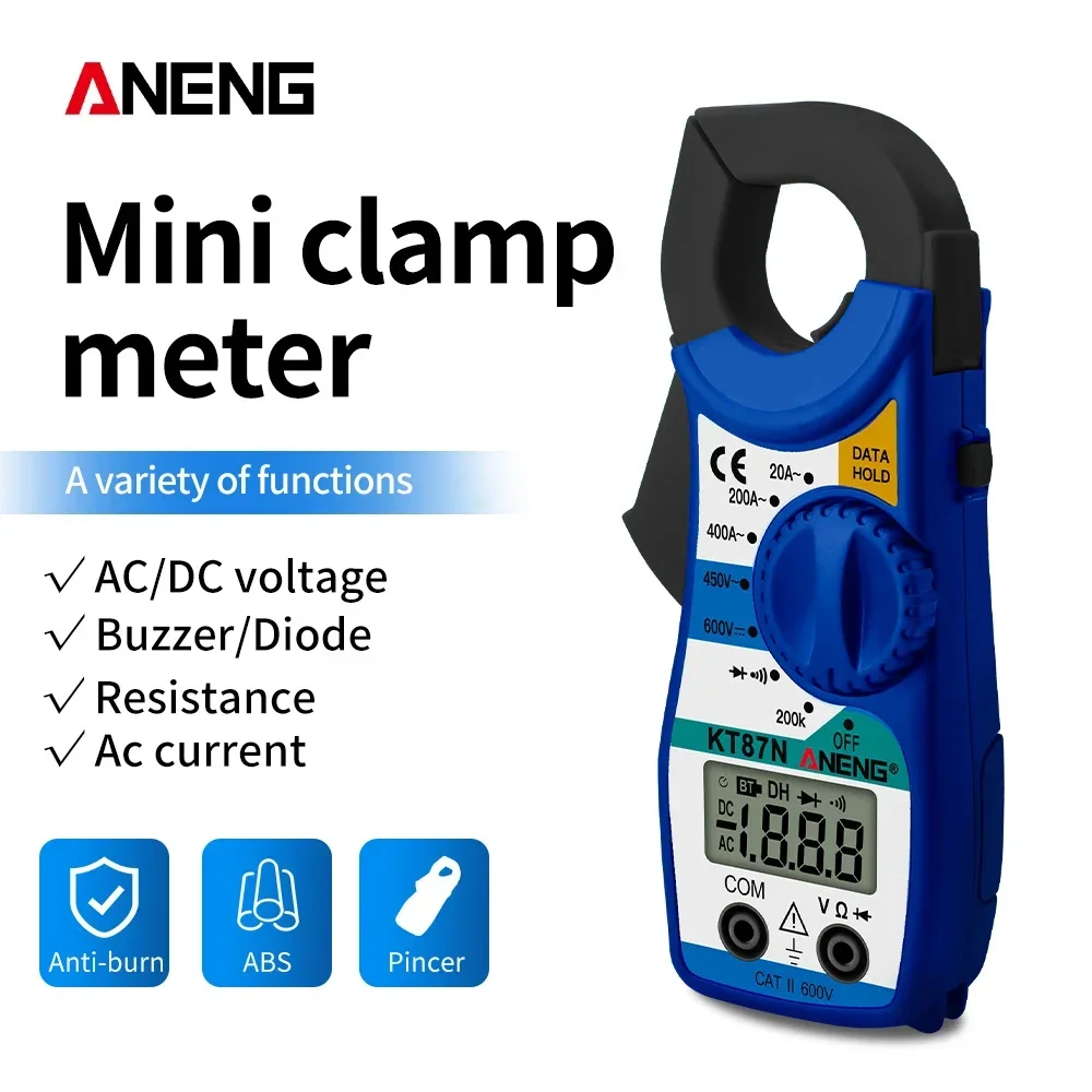 ANENG KT87N Clamp Meter Multimeter With LCD Display Screen Mini Amperimetric Clamp Tester Noncontact Electrician Tools
ANENG KT87N Clamp Meter Multimeter With LCD Display Screen Mini Amperimetric Clamp Tester Noncontact Electrician Tools