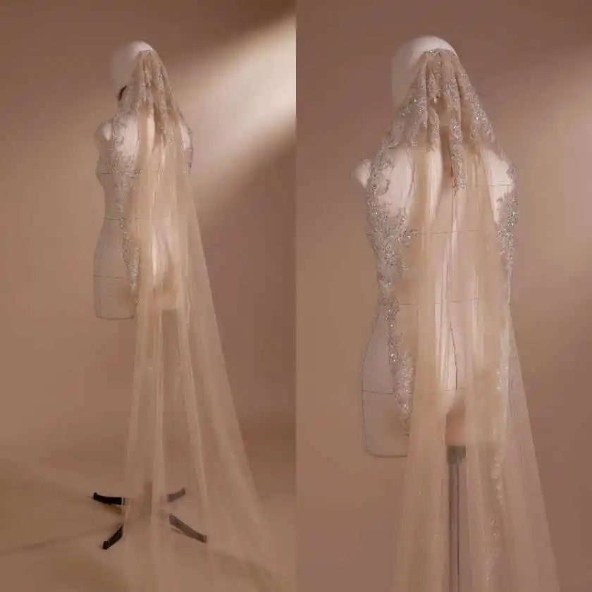 Elegant Sequins Appliques Wedding Veil 3 Meters White Ivory 1 Layer Bridal Veil with Comb Blusher Bride Headpiece Accessories
Elegant Sequins Appliques Wedding Veil 3 Meters White Ivory 1 Layer Bridal Veil with Comb Blusher Bride Headpiece Accessories