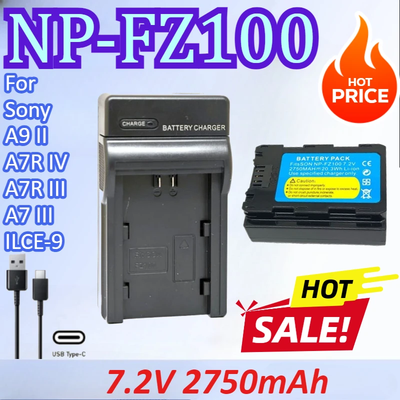 NP-FZ100 7.2V 2750mAh Camera Battery+Charger For Sony A9 II/A7R IV/A7R III/A7 III/ILCE-9 High Quality Rechargeable Battery
NP-FZ100 7.2V 2750mAh Camera Battery+Charger For Sony A9 II/A7R IV/A7R III/A7 III/ILCE-9 High Quality Rechargeable Battery