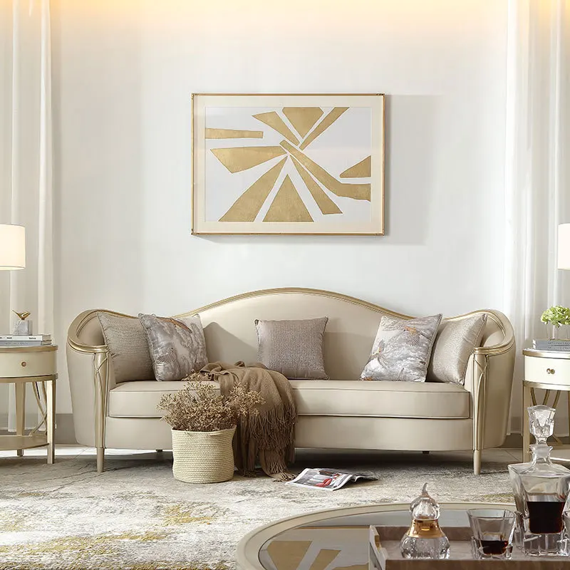 Leather living room special-shaped arc villa high-end solid wood furniture
Leather living room special-shaped arc villa high-end solid wood furniture