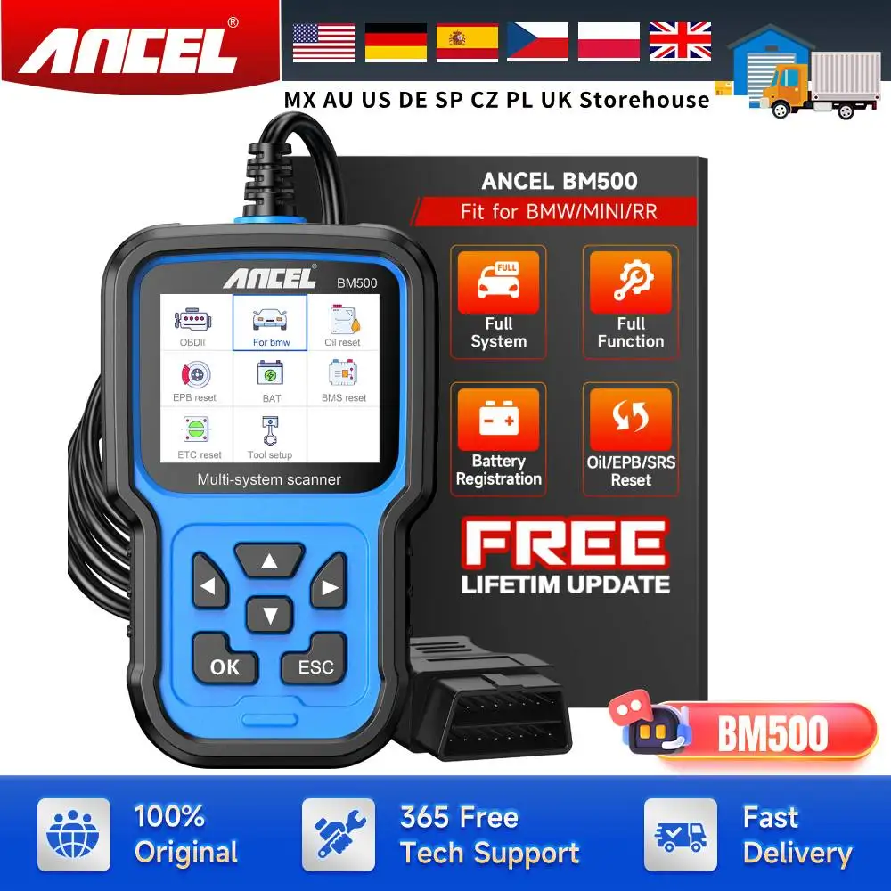OBD2 Автомобильный сканер Профессиональная подушка безопасности EPB SAS SRS TPMS Сброс ANCEL BM500 OBD2 Автомобильный диагностический сканер для BMW E93 E65 
OBD2 Автомобильный сканер Профессиональная подушка безопасности EPB SAS SRS TPMS Сброс ANCEL BM500 OBD2 Автомобильный диагностический сканер для BMW E93 E65