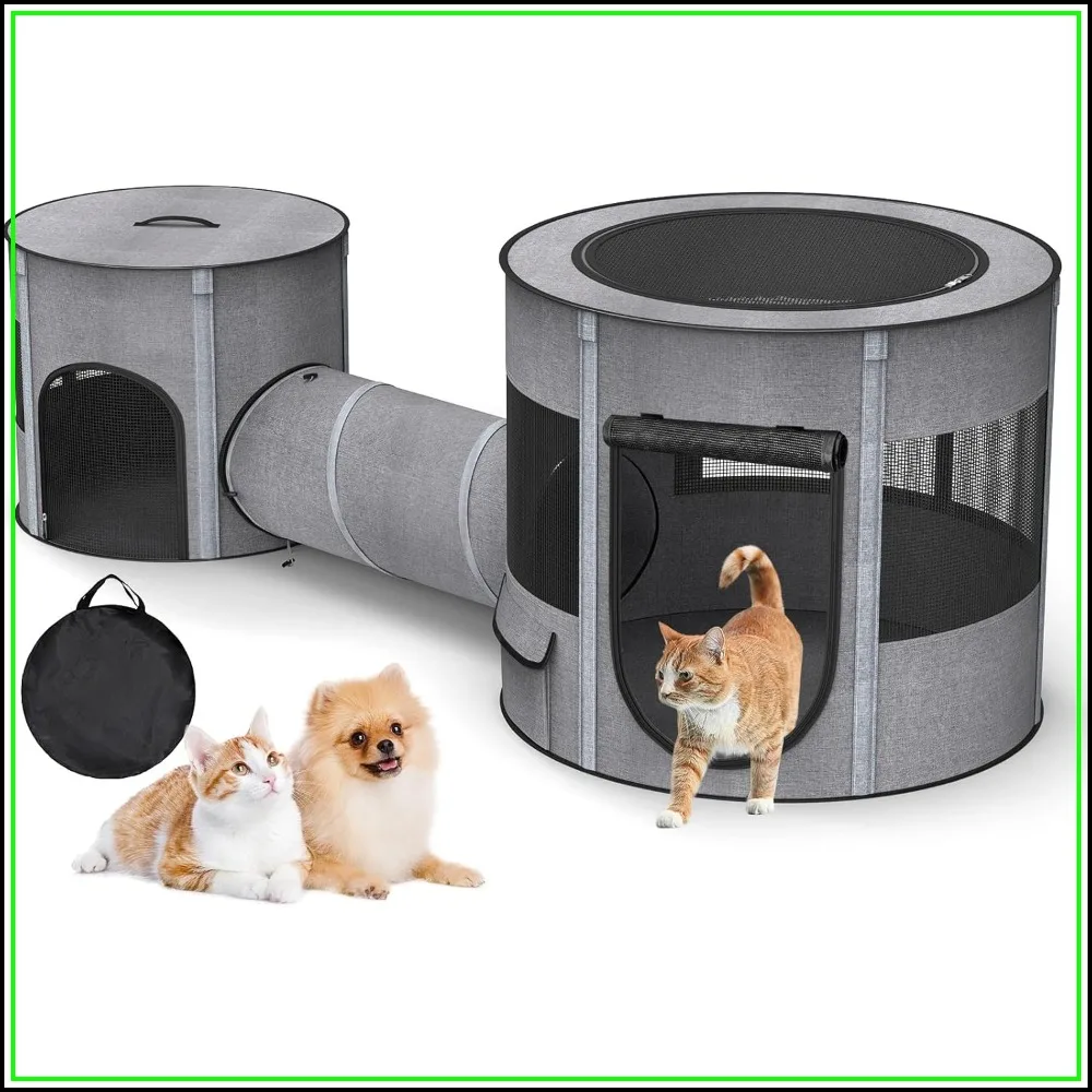 3-in-1 Foldable Cat Playpen with Tunnel, Waterproof Bottom, Enclosed 2-Room Tent for Indoor/Outdoor, Pet Enclosure for Kittens, Dogs, Rabbits
3-in-1 Foldable Cat Playpen with Tunnel, Waterproof Bottom, Enclosed 2-Room Tent for Indoor/Outdoor, Pet Enclosure for Kittens, Dogs, Rabbits