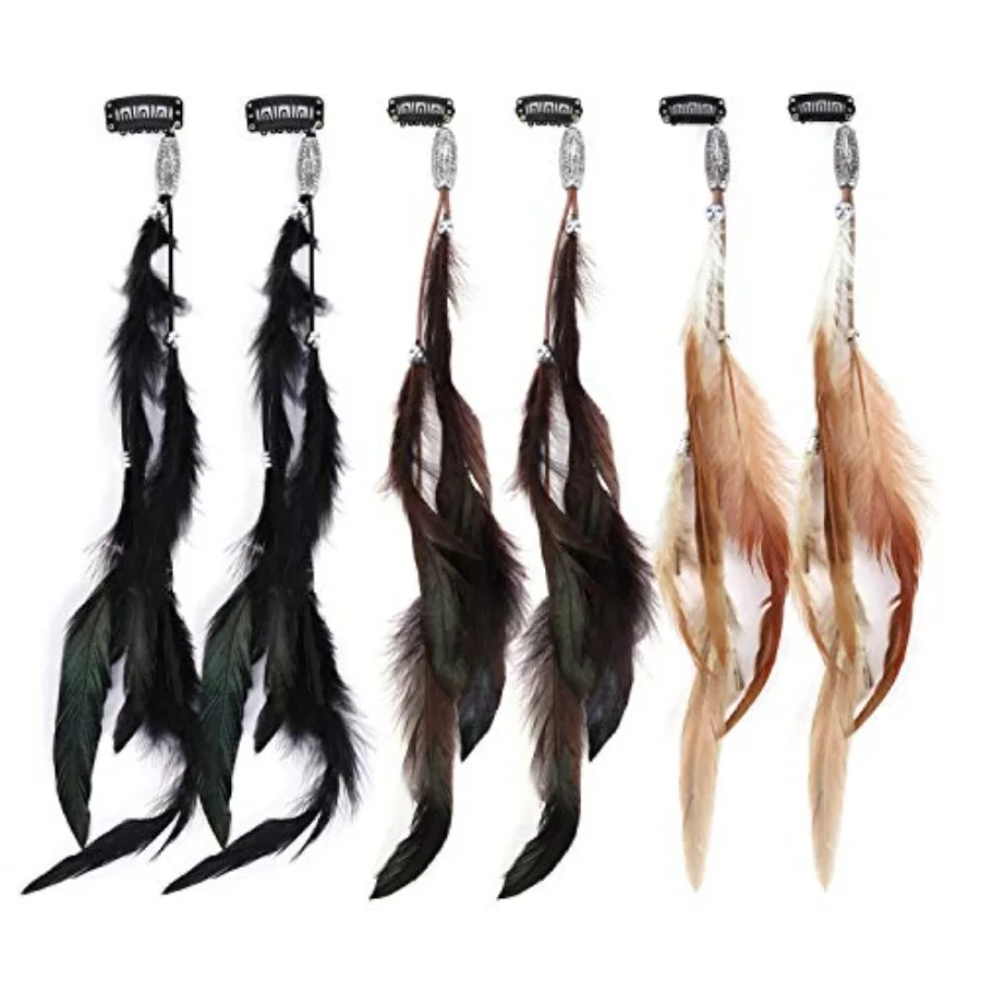 Feather Clip in Hair Extension 6Pcs, Handmade Feather Hair Clips, Hippie Hair Headwear, Halloween Cosplay Hairpin Tassel Headdr
Feather Clip in Hair Extension 6Pcs, Handmade Feather Hair Clips, Hippie Hair Headwear, Halloween Cosplay Hairpin Tassel Headdr