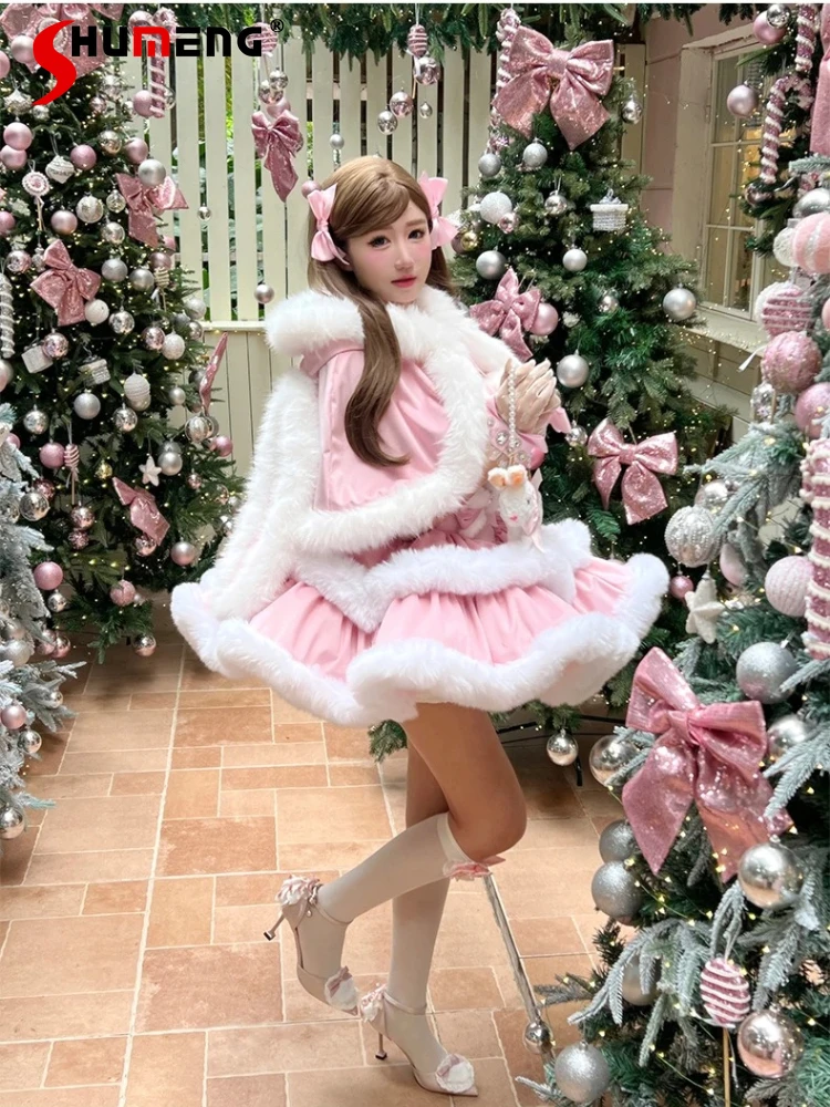 Sweet Socialite Princess Christmas New Year Pink Strapless Dress Bow Thickened Plush Layered Lolita Cake Dress for Women Winter
Sweet Socialite Princess Christmas New Year Pink Strapless Dress Bow Thickened Plush Layered Lolita Cake Dress for Women Winter