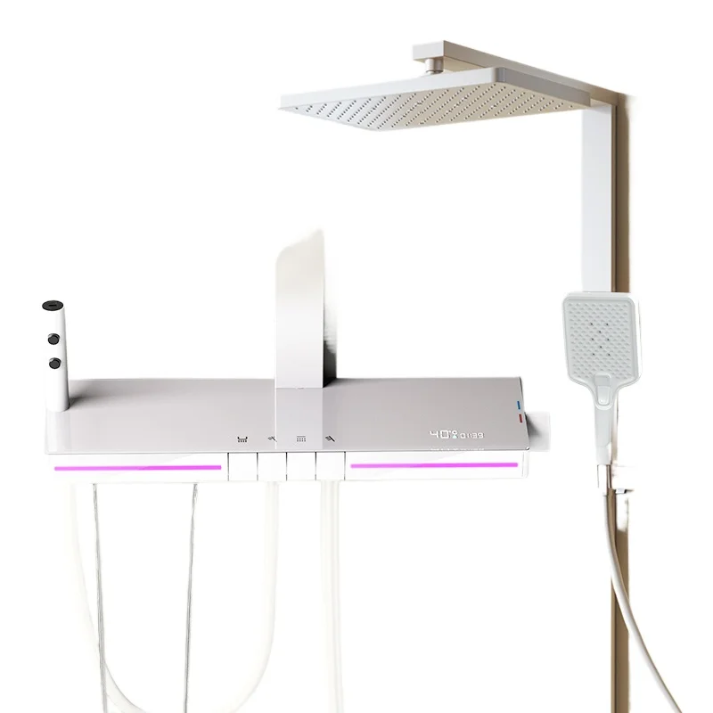 *Smart shower shower set, all copper against the wall, digital display ambient light, pressurized nozzle gun, gray.
*Smart shower shower set, all copper against the wall, digital display ambient light, pressurized nozzle gun, gray.