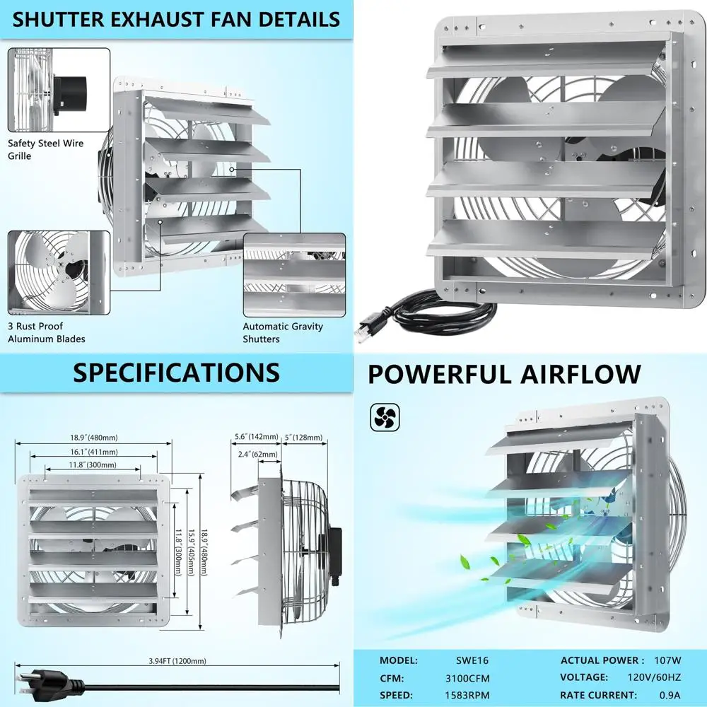 16 Wall-Mounted High-Speed Automatic Shutter for Attics, Greenhouses, Sheds, and Garages
16 Wall-Mounted High-Speed Automatic Shutter for Attics, Greenhouses, Sheds, and Garages