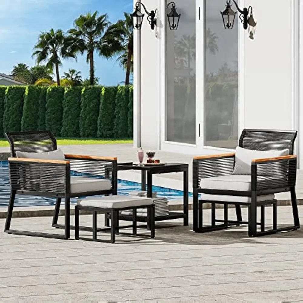 5-Piece Patio Furniture Sets Wicker Furniture Set, Outdoor Conversation Sectional with Ottoman for Backyard Poolside, Garden
5-Piece Patio Furniture Sets Wicker Furniture Set, Outdoor Conversation Sectional with Ottoman for Backyard Poolside, Garden