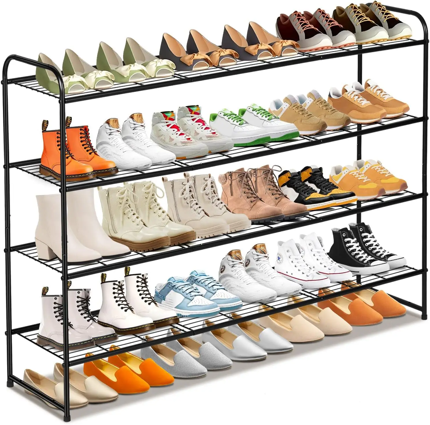 Four-Level Metal Shoe Storage Rack For Floor Or Closet, Wide Capacity Organizer Holds Up To 30 Pairs, Black Finish
Four-Level Metal Shoe Storage Rack For Floor Or Closet, Wide Capacity Organizer Holds Up To 30 Pairs, Black Finish
