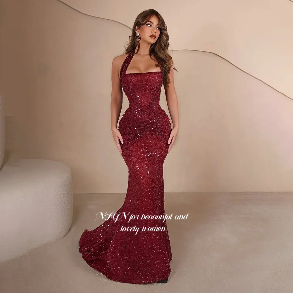 NFYN Burgundy Party Dress Halter Prom Dress Glitter Evening Dress Lace Up Back Beading Dress مناسبة رسمية Customized
NFYN Burgundy Party Dress Halter Prom Dress Glitter Evening Dress Lace Up Back Beading Dress مناسبة رسمية Customized