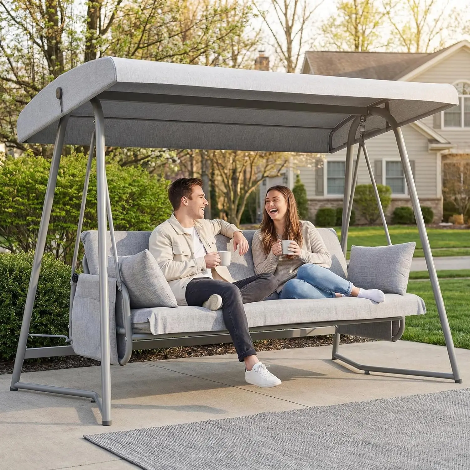 Outdoor porch swing bed with adjustable canopy stand removable cushions gray heavy duty 800 lbs for
Outdoor porch swing bed with adjustable canopy stand removable cushions gray heavy duty 800 lbs for