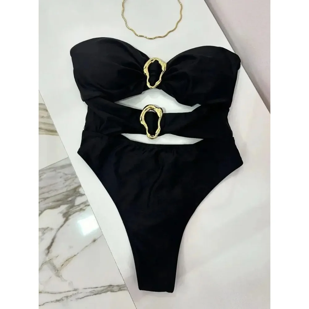 3 Colors Sexy Metal Rings Trimmed Women One-Piece Swimwear Women's Swimwear BandeauHigh Leg Swimmer Swimwear B022D
3 Colors Sexy Metal Rings Trimmed Women One-Piece Swimwear Women's Swimwear BandeauHigh Leg Swimmer Swimwear B022D