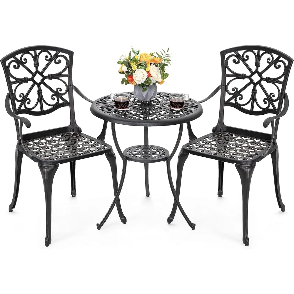 3 Piece Outdoor Bistro Set Cast Aluminum Patio Set Bistro Table Set Rustproof Patio Table and Chairs with Umbrella Hole Backyard
3 Piece Outdoor Bistro Set Cast Aluminum Patio Set Bistro Table Set Rustproof Patio Table and Chairs with Umbrella Hole Backyard