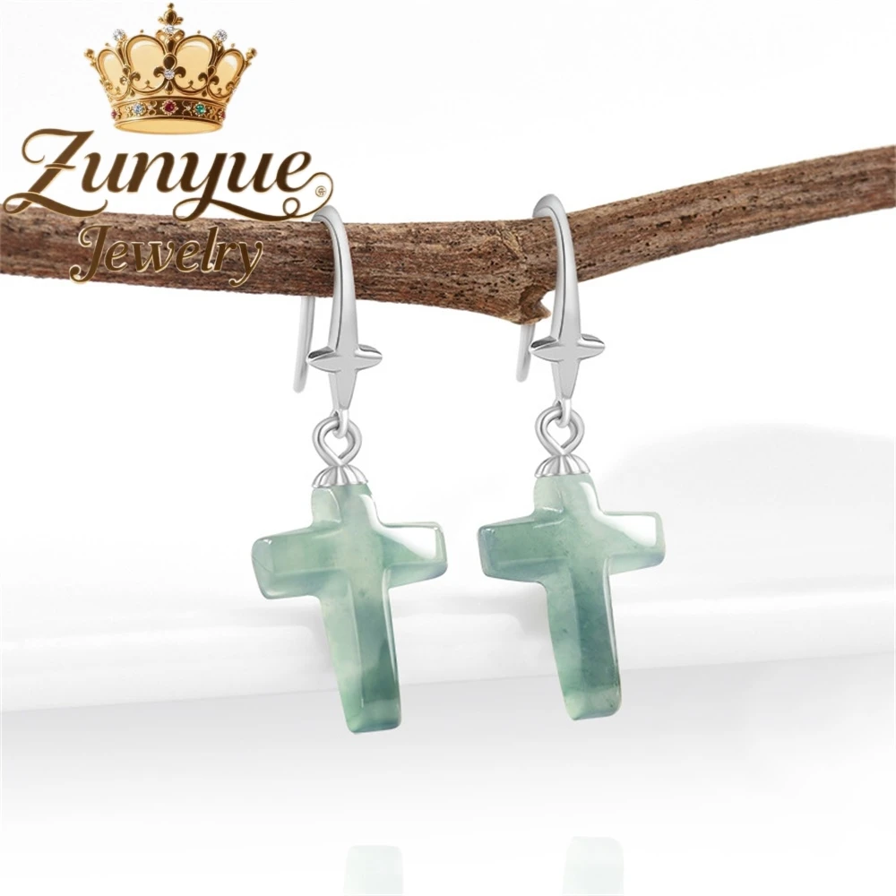 Серьги с крестом из натурального нефрита А-класса и голубой воды S925, серебро, инкрустированные нефритовыми ушками ледяного типа, экологически чистые и безопасные серьги и серьги 
Серьги с крестом из натурального нефрита А-класса и голубой воды S925, серебро, инкрустированные нефритовыми ушками ледяного типа, экологически чистые и безопасные серьги и серьги