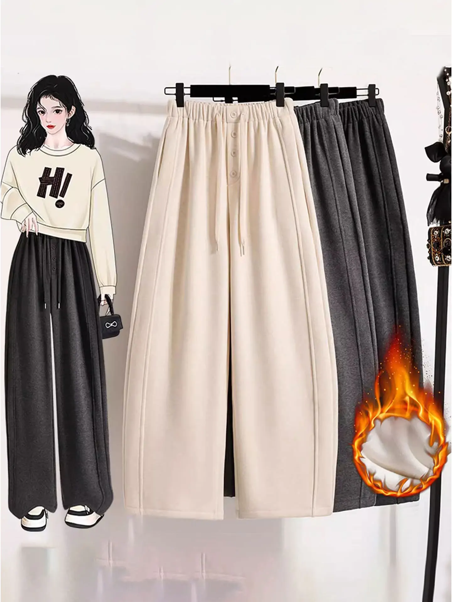 High Waist Thiened Fce Wide Leg Pants Women's Autumn Winter plus Size Curvy High Waist Banana Pants Woolen Trousers
High Waist Thiened Fce Wide Leg Pants Women's Autumn Winter plus Size Curvy High Waist Banana Pants Woolen Trousers