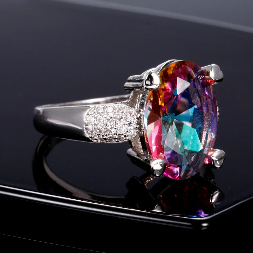 Vintage Natural Rainbow Oval Gemstone Band Fire Topaz Ring For Women Silver Plated Oval Cut Wedding Party Jewelry Gift Wholesale
Vintage Natural Rainbow Oval Gemstone Band Fire Topaz Ring For Women Silver Plated Oval Cut Wedding Party Jewelry Gift Wholesale