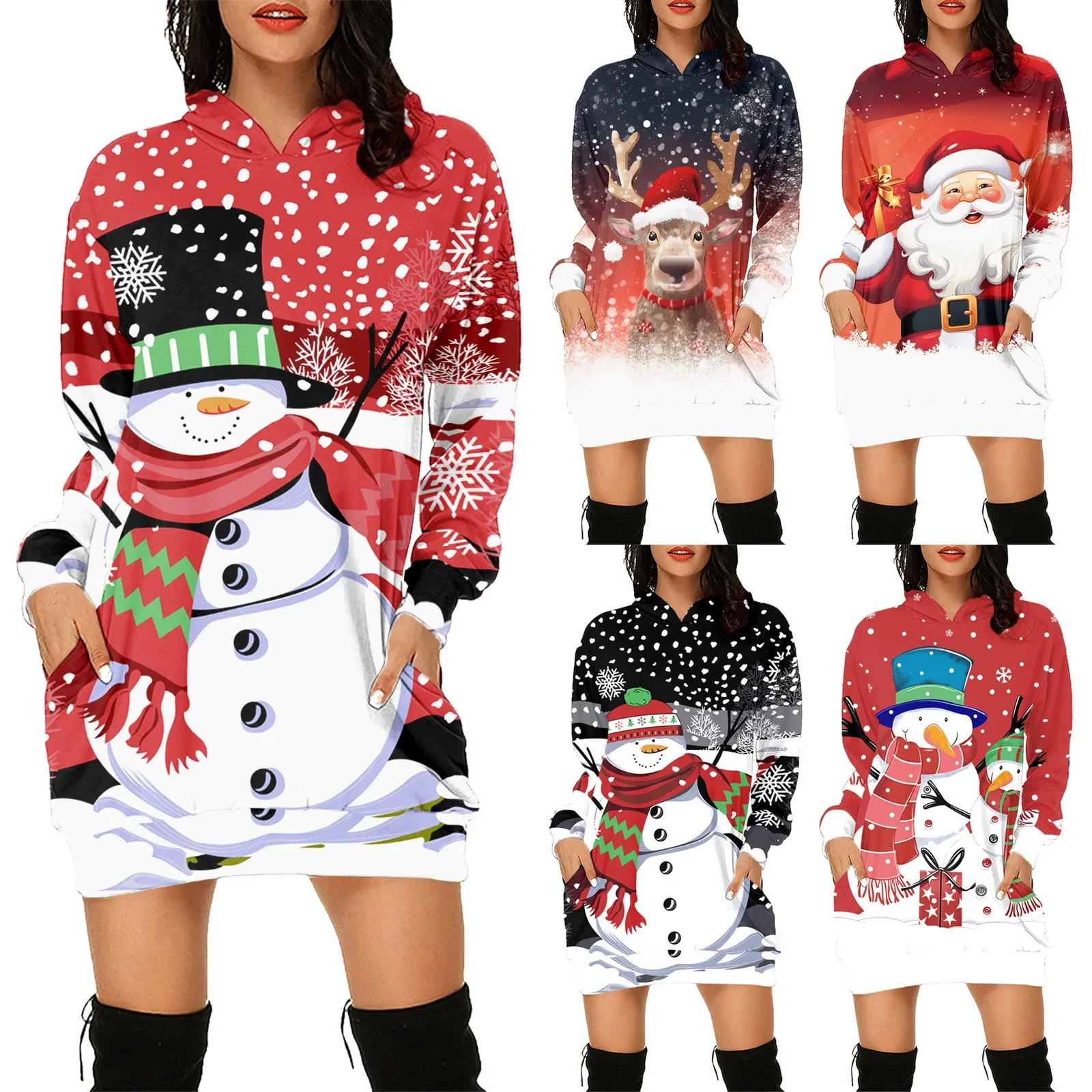 Christmas Elk Print Sweatershirts Fashion Carnival Party Female Clothes Casual Sweater Dress Funny Pattern Party Women's Hoodies
Christmas Elk Print Sweatershirts Fashion Carnival Party Female Clothes Casual Sweater Dress Funny Pattern Party Women's Hoodies