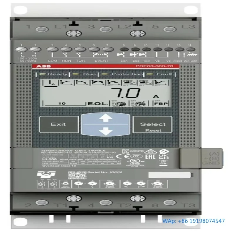 PSE6060070 1SFA897106R7000 Soft Starter for Industrial Motors
PSE6060070 1SFA897106R7000 Soft Starter for Industrial Motors