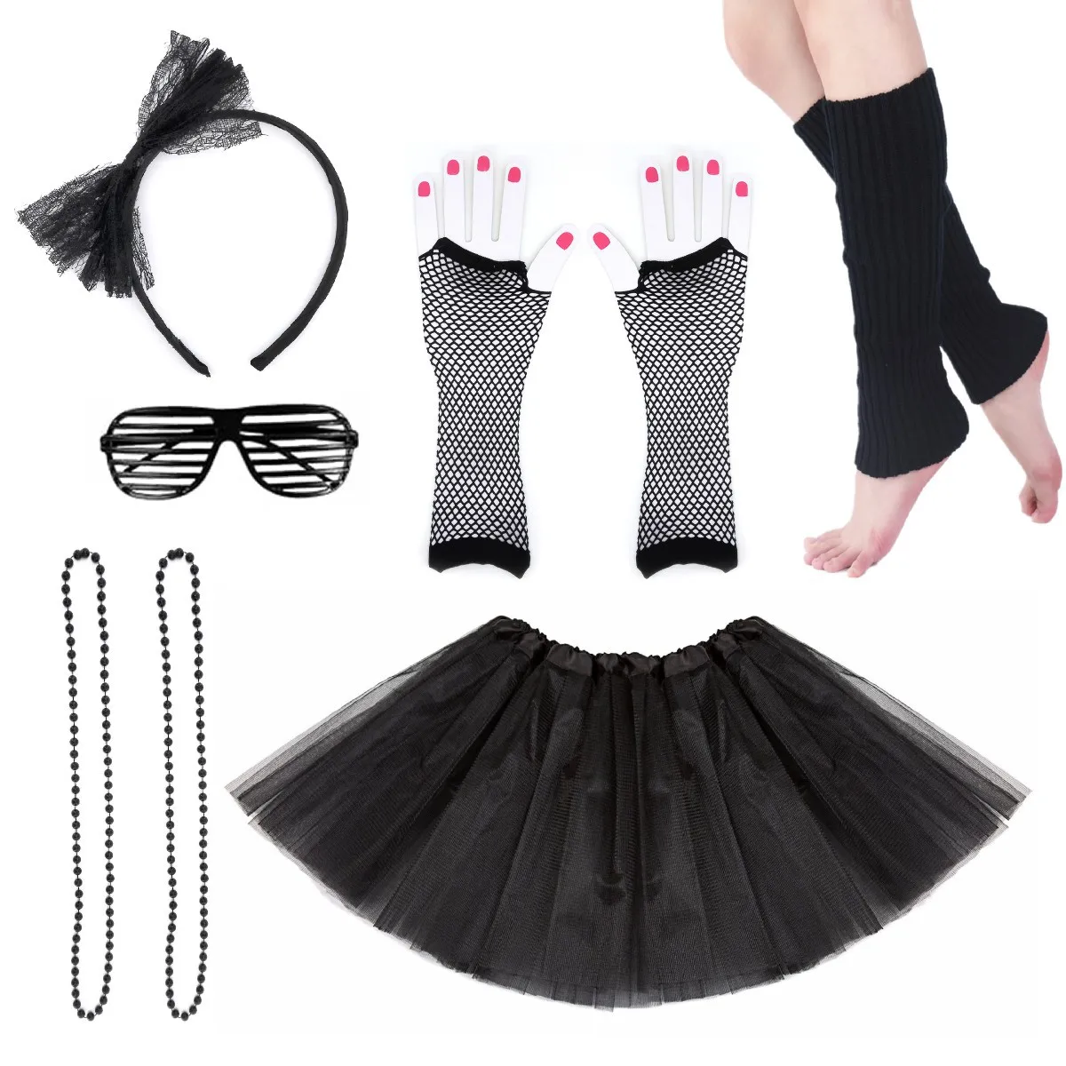 1980s Prom Party Fancy Dress Sets Adult Headband Gloves Knitted Leg Warmers Glasses Beaded Necklace Retro Party Set Cosplay Prop
1980s Prom Party Fancy Dress Sets Adult Headband Gloves Knitted Leg Warmers Glasses Beaded Necklace Retro Party Set Cosplay Prop