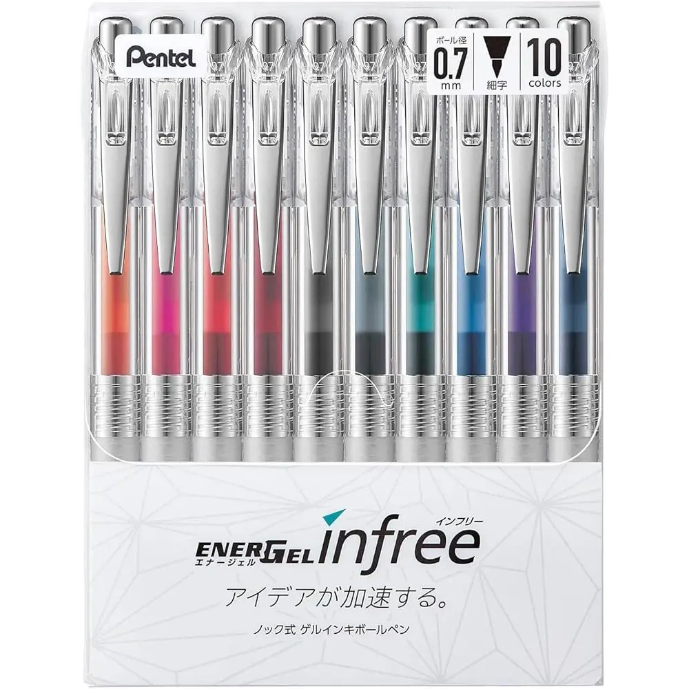 EnerGel Ink Ballpoint Pen (EnerGel Infree), 0.7mm ball, 10 Color Set (BL77TL-10)
EnerGel Ink Ballpoint Pen (EnerGel Infree), 0.7mm ball, 10 Color Set (BL77TL-10)