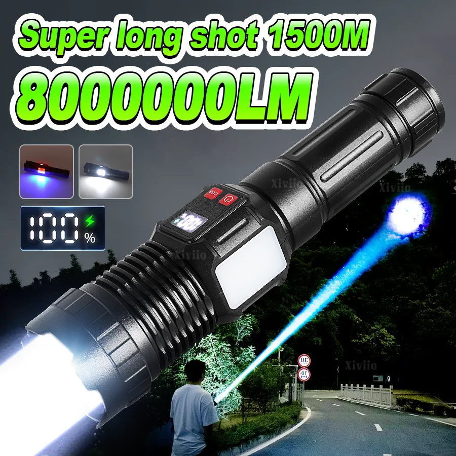 Белый лазерный супер яркий фонарик 800000LM Мощный светодиодный фонарик типа C Перезаряжаемый боковой фонарик COB Открытый Кемпинг Туризм
Белый лазерный супер яркий фонарик 800000LM Мощный светодиодный фонарик типа C Перезаряжаемый боковой фонарик COB Открытый Кемпинг Туризм