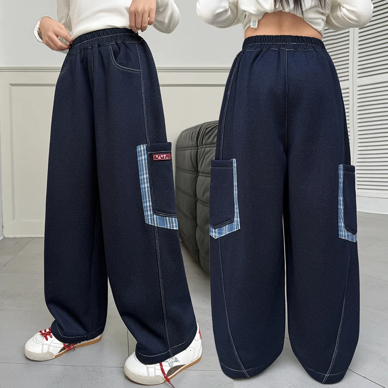 New Fashion Girls Streetwear Vintage Blue Loose Straight Jeans With Plaid Pocket Kids y2k Spring Clothes Child Retro Denim Pants
New Fashion Girls Streetwear Vintage Blue Loose Straight Jeans With Plaid Pocket Kids y2k Spring Clothes Child Retro Denim Pants