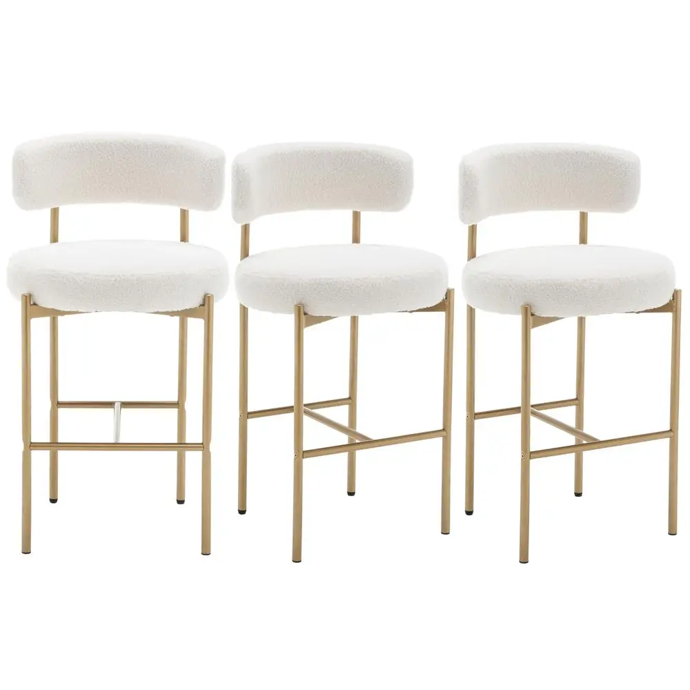 Gold Boucle Bar Stools Set of 3, 26 Modern Counter Stools with Backs, White Upholstered Barstools for Kitchen Island, Pub, Cafe
Gold Boucle Bar Stools Set of 3, 26 Modern Counter Stools with Backs, White Upholstered Barstools for Kitchen Island, Pub, Cafe