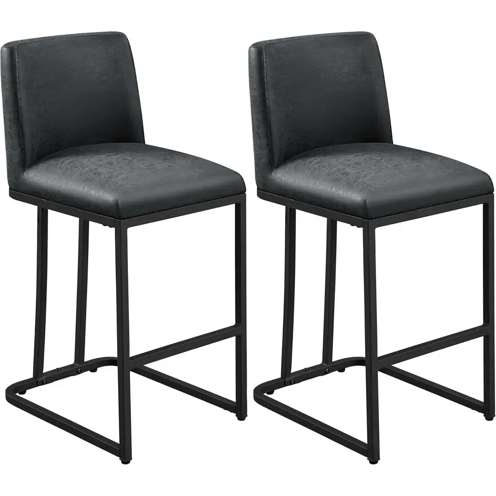 Set of 2, 24 Counter Height Leather Bar Stools with Backrest and Metal Legs, Gray
Set of 2, 24 Counter Height Leather Bar Stools with Backrest and Metal Legs, Gray