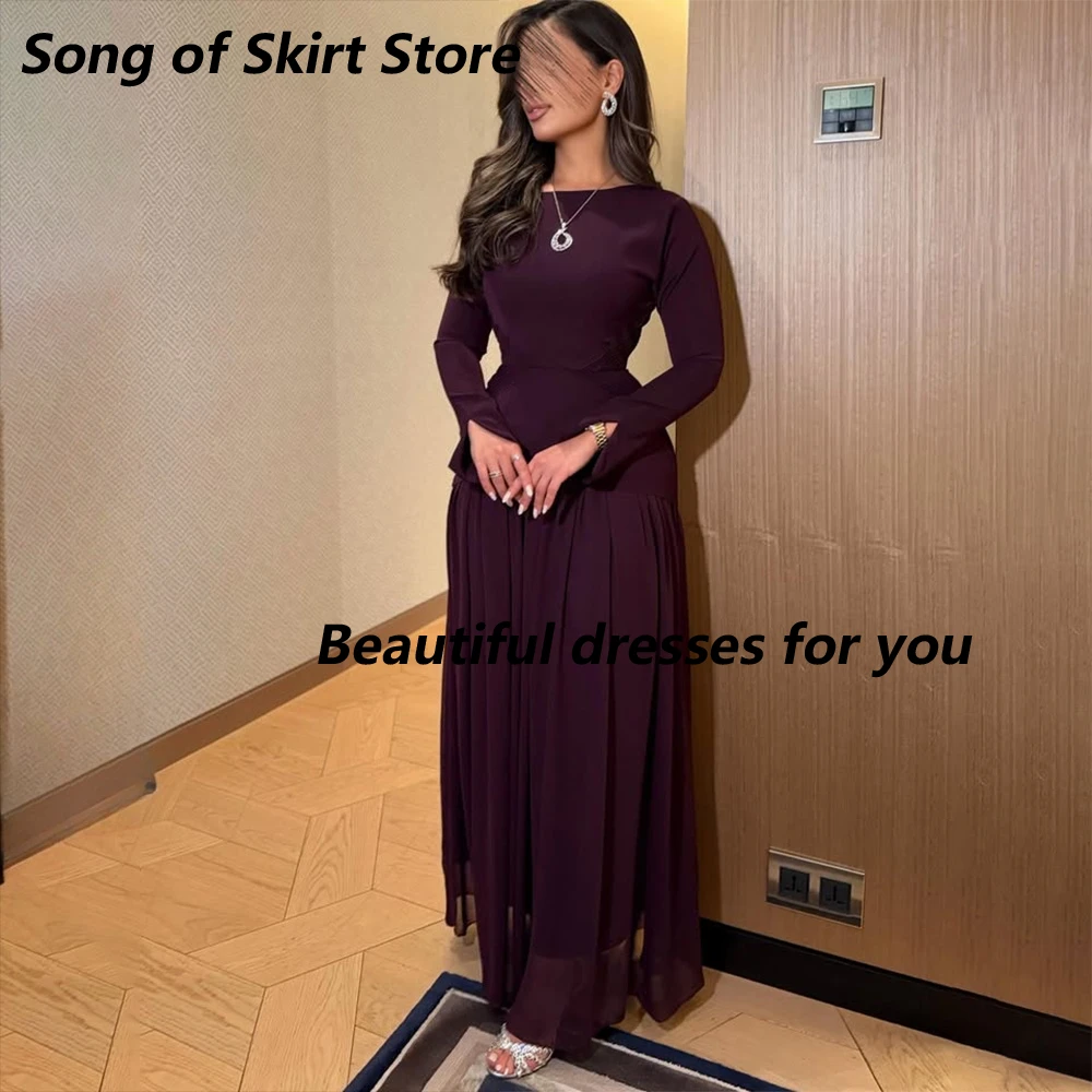Grape Purple A Line Evening Dress Customized Boat Neck Long Sleeves Jersey Chiffon Party Dresses Ankle Length Prom Gown
Grape Purple A Line Evening Dress Customized Boat Neck Long Sleeves Jersey Chiffon Party Dresses Ankle Length Prom Gown