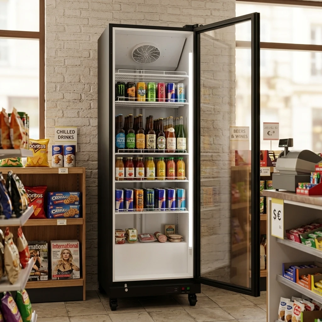 Beverage Display Cooler 17.48 cu.ft Commercial Transparent Glass Door Visual Display Auto-Defrosting Vertical Refrigeration Refrigerator for Convenience Store/Supermarket and other scenarios
Beverage Display Cooler 17.48 cu.ft Commercial Transparent Glass Door Visual Display Auto-Defrosting Vertical Refrigeration Refrigerator for Convenience Store/Supermarket and other scenarios