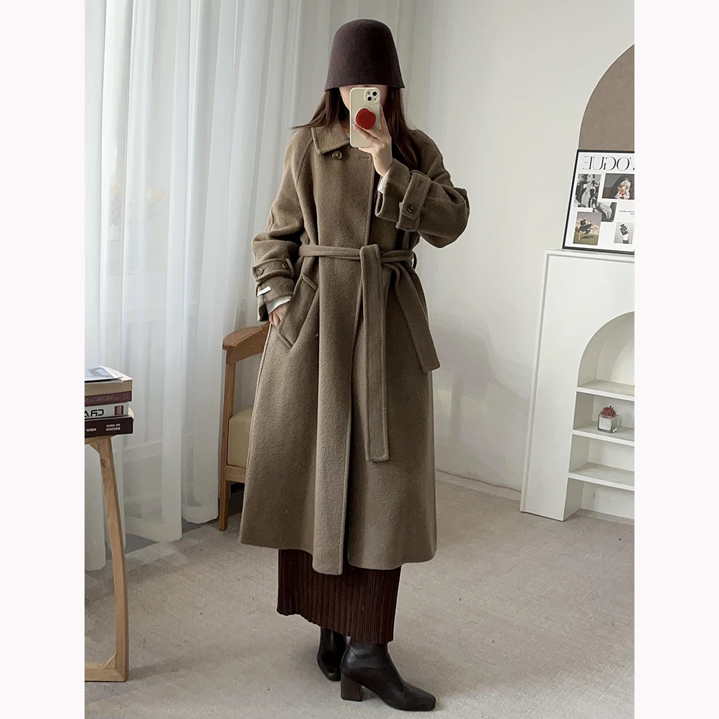 Double-Faced Woolen Coat Korean Sle Casual oulder Insertion Long Length Lapel Collar Stand-Up Collar Two-Way Wear Women's... 
Double-Faced Woolen Coat Korean Sle Casual oulder Insertion Long Length Lapel Collar Stand-Up Collar Two-Way Wear Women's...