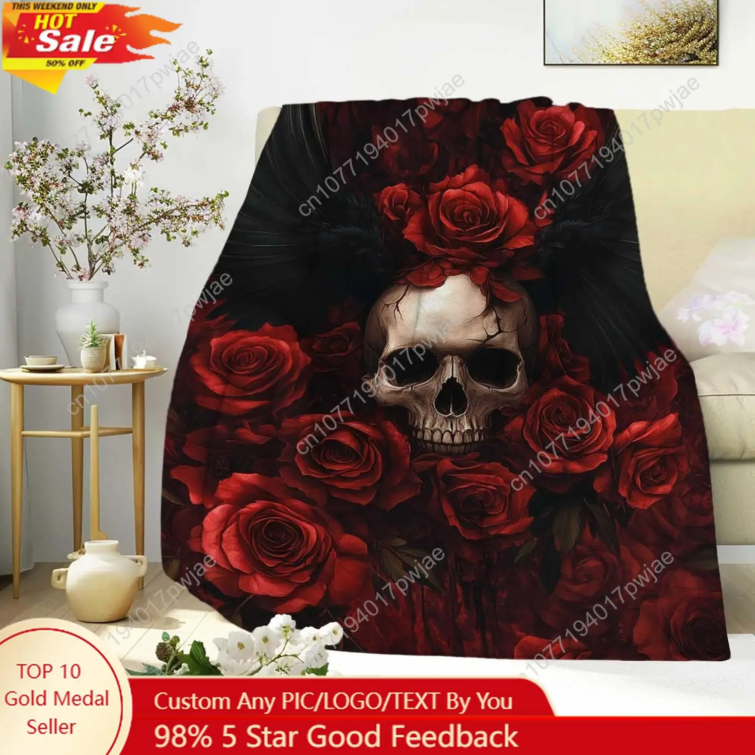 Gothic Skull Blanket with Roses and Ravens Dark Romantic Horror Throw for Men and Women Cozy Soft Fleece for Bed Custom blankets
Gothic Skull Blanket with Roses and Ravens Dark Romantic Horror Throw for Men and Women Cozy Soft Fleece for Bed Custom blankets