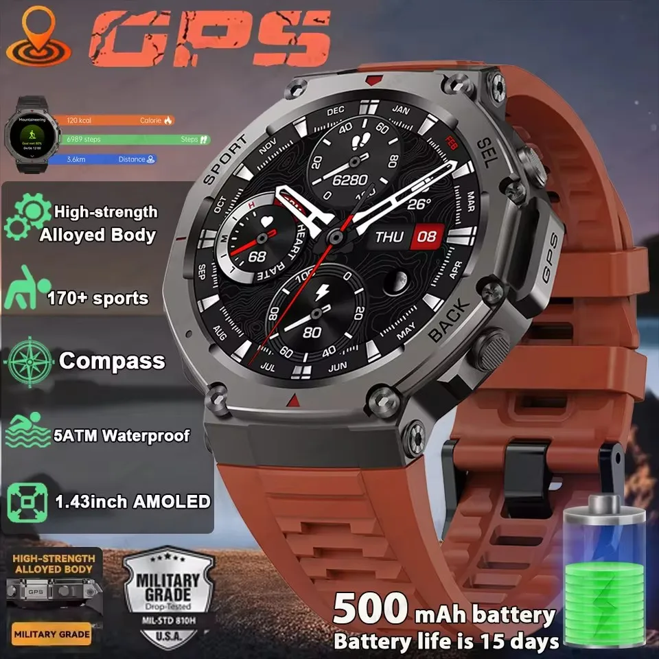 T-Rex 3 GPS Smart Watch For Men Smartwatch Built-in GNSS Compass Barometric Altimeter 5 ATM waterproof 170+Sports Mens Watches
T-Rex 3 GPS Smart Watch For Men Smartwatch Built-in GNSS Compass Barometric Altimeter 5 ATM waterproof 170+Sports Mens Watches