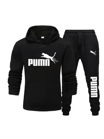 New autumn and winter men's pullover hoodie + pants 2-piece fashionable and trendy fitness jogging casual sportswear set