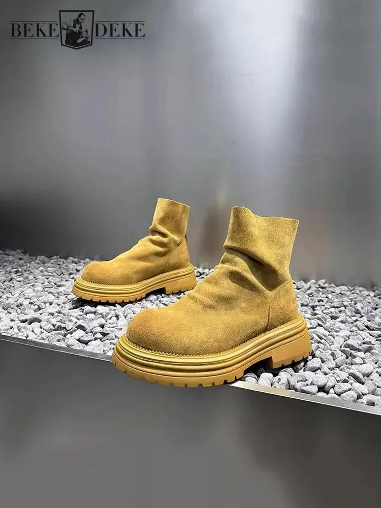 Retro High Top Zipper Mens Shoes Spring Autumn New Designer Office Round Toe Cow Suede Mens Casual Fashion Non Slip Platform
Retro High Top Zipper Mens Shoes Spring Autumn New Designer Office Round Toe Cow Suede Mens Casual Fashion Non Slip Platform