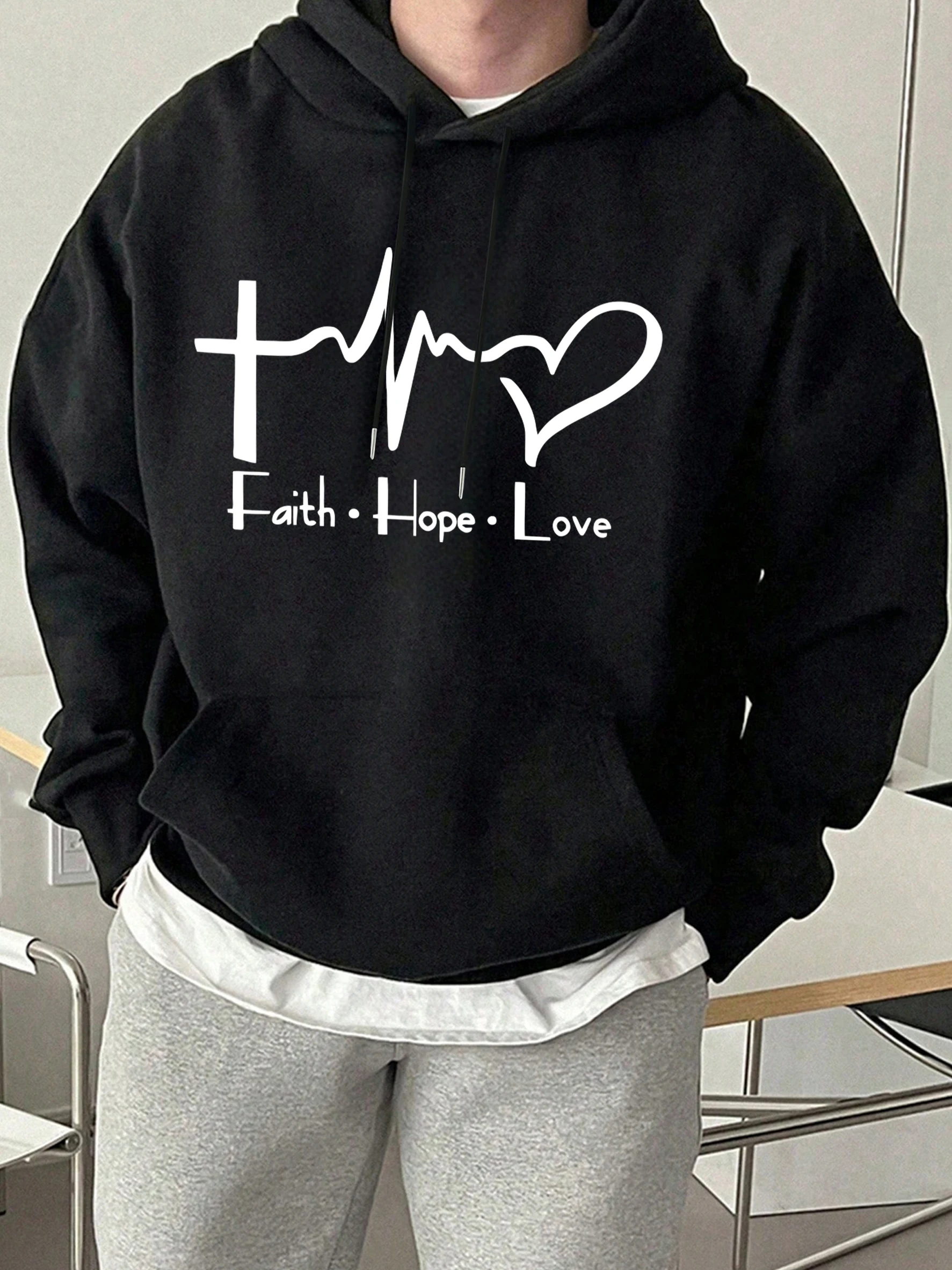 Faith Hope Love Electrocardiogram Love Print Hoodie Men Autumn Hip Hop Streetwear O-Neck Fleece Sweatshirt Loose Street Clothing
Faith Hope Love Electrocardiogram Love Print Hoodie Men Autumn Hip Hop Streetwear O-Neck Fleece Sweatshirt Loose Street Clothing