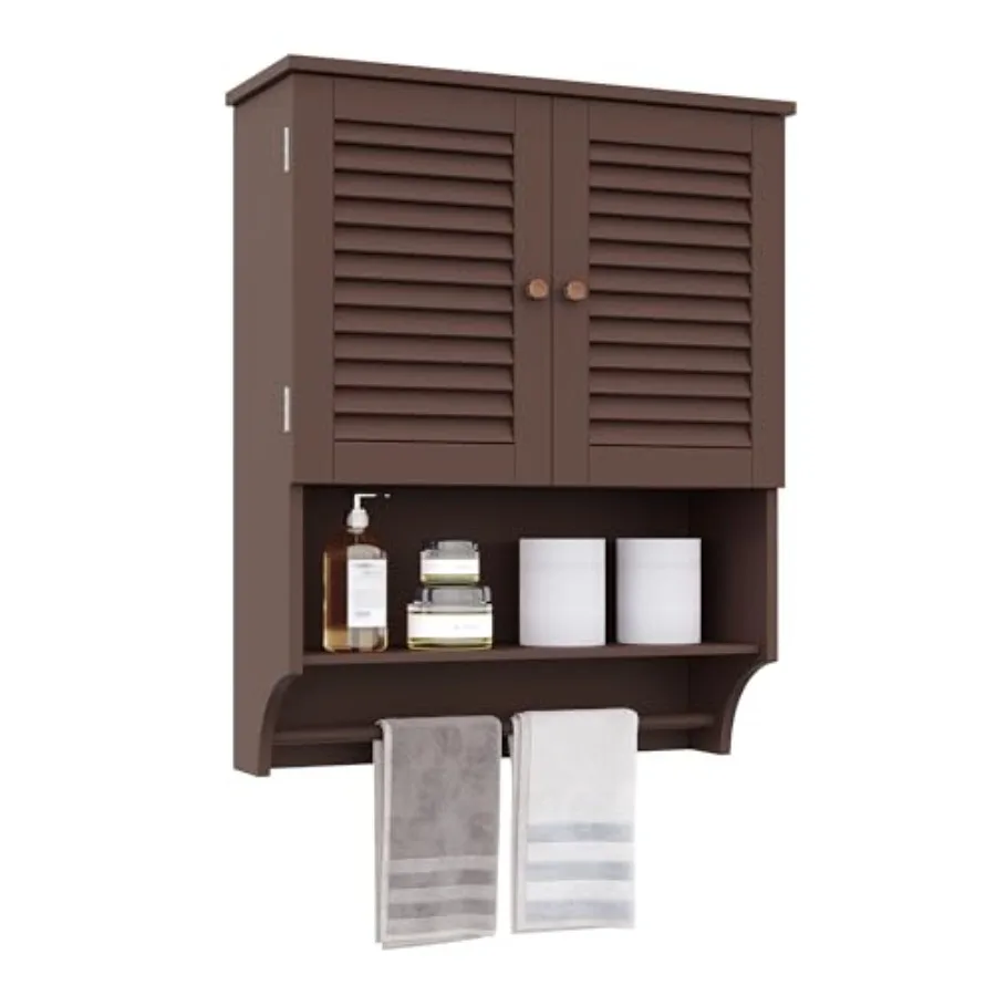Bathroom Wall Cabinet with Towels Bar, 23.6" L x7.9 W x27.5 H MDF Material Medicine Cabinet, 2 Doors Over The Toilet Space Save
Bathroom Wall Cabinet with Towels Bar, 23.6" L x7.9 W x27.5 H MDF Material Medicine Cabinet, 2 Doors Over The Toilet Space Save