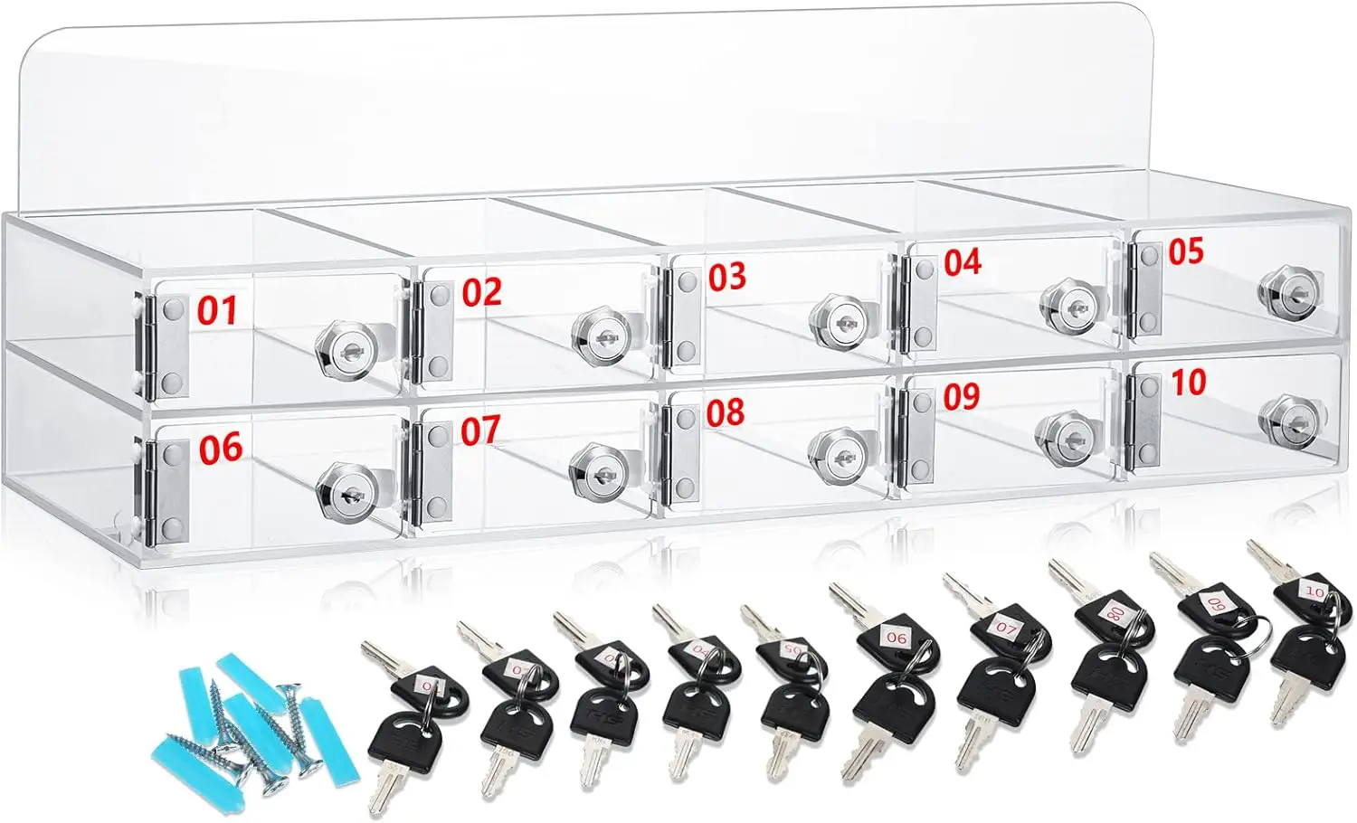 Clear Acrylic 10-Slot Phone Storage Box with Lock and Wall Mount for Office, School, Factory
Clear Acrylic 10-Slot Phone Storage Box with Lock and Wall Mount for Office, School, Factory