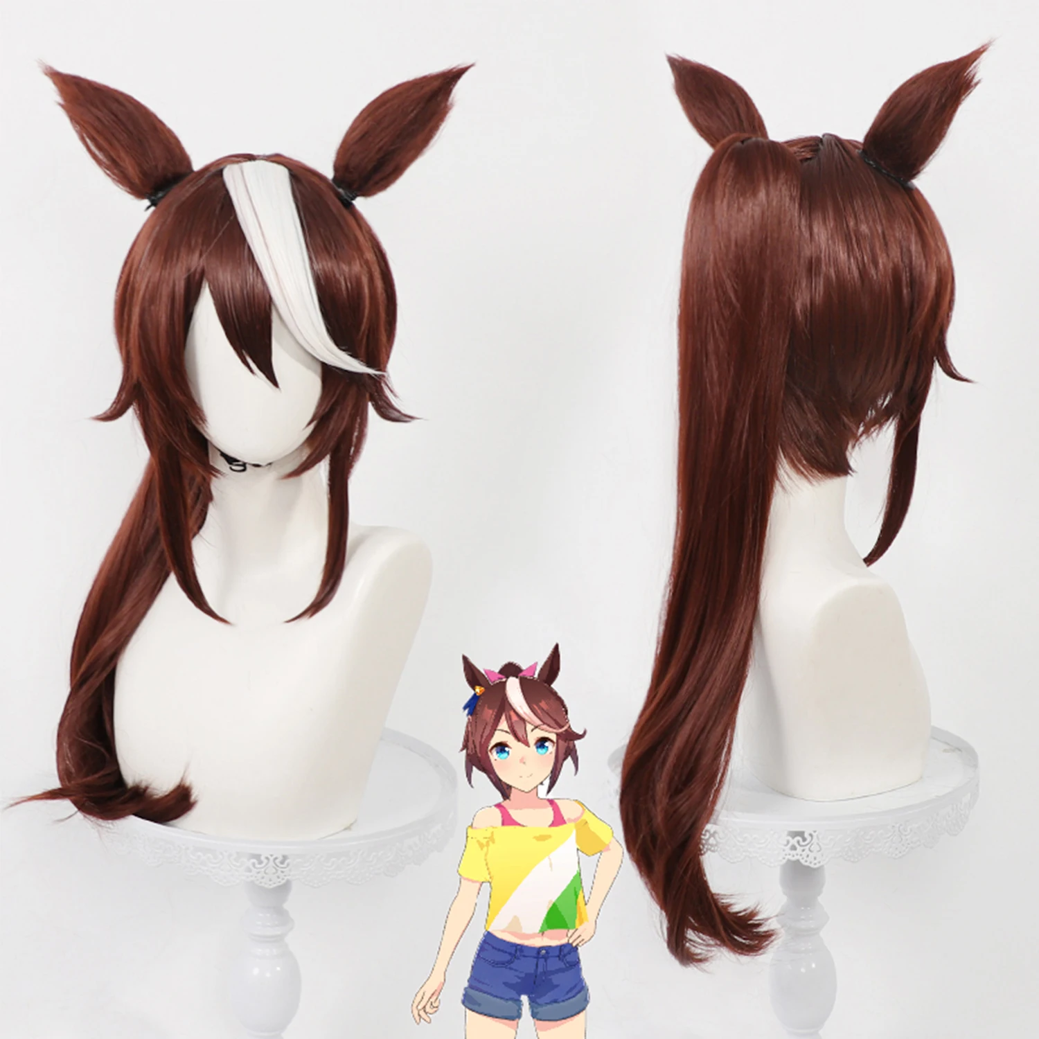 Парик для косплея игрового персонажа, коричневый с белым, длинный, с ушками, из термостойкого синтетического волокна, со съемным хвостом для косплея
Парик для косплея игрового персонажа, коричневый с белым, длинный, с ушками, из термостойкого синтетического волокна, со съемным хвостом для косплея