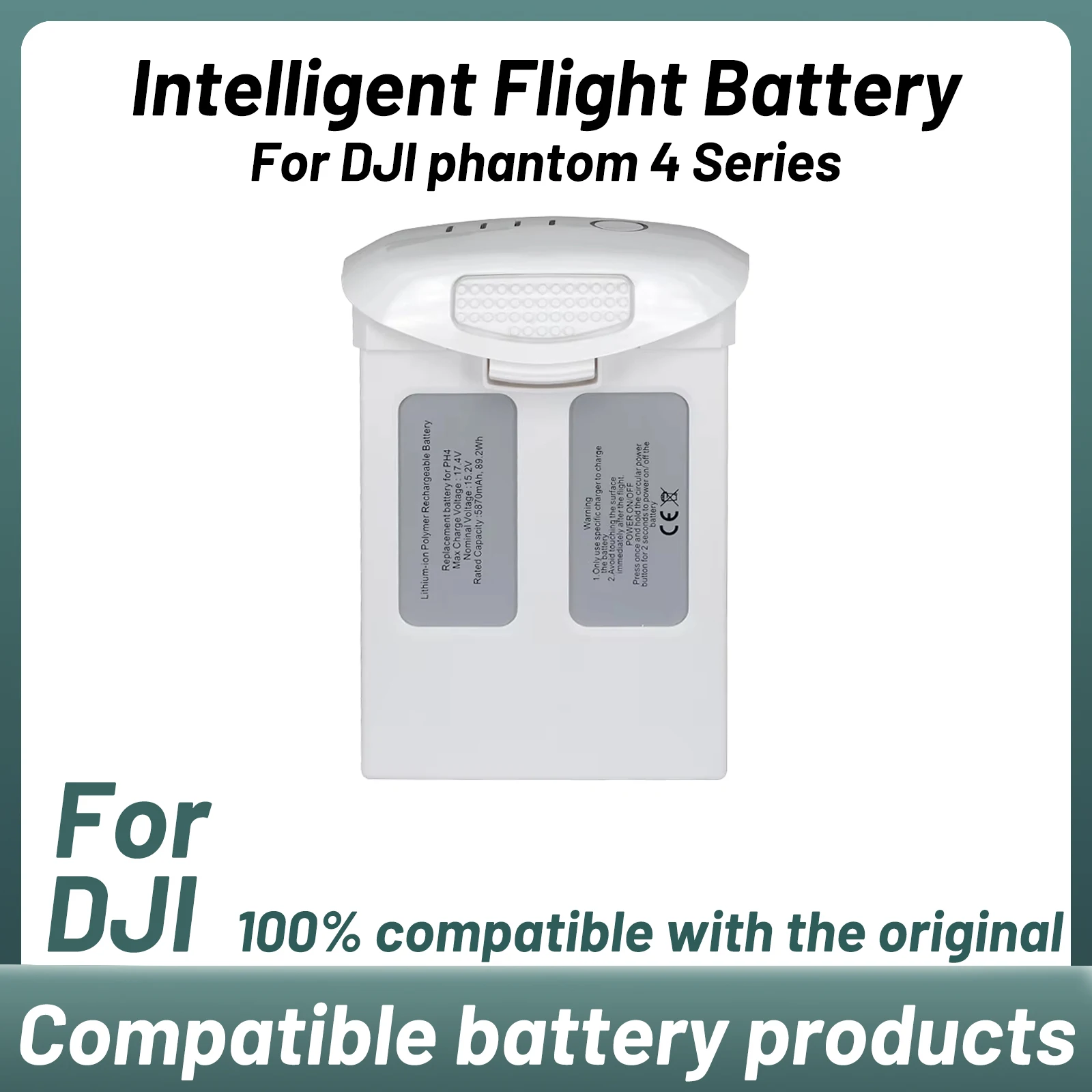5870mAh 15.2V Battery for DJI Phantom 4 Series Drone Compatible with Phantom 4/4 Advanced/4 pro V2.0/4 RTK - 30 Min Flight Time
5870mAh 15.2V Battery for DJI Phantom 4 Series Drone Compatible with Phantom 4/4 Advanced/4 pro V2.0/4 RTK - 30 Min Flight Time
