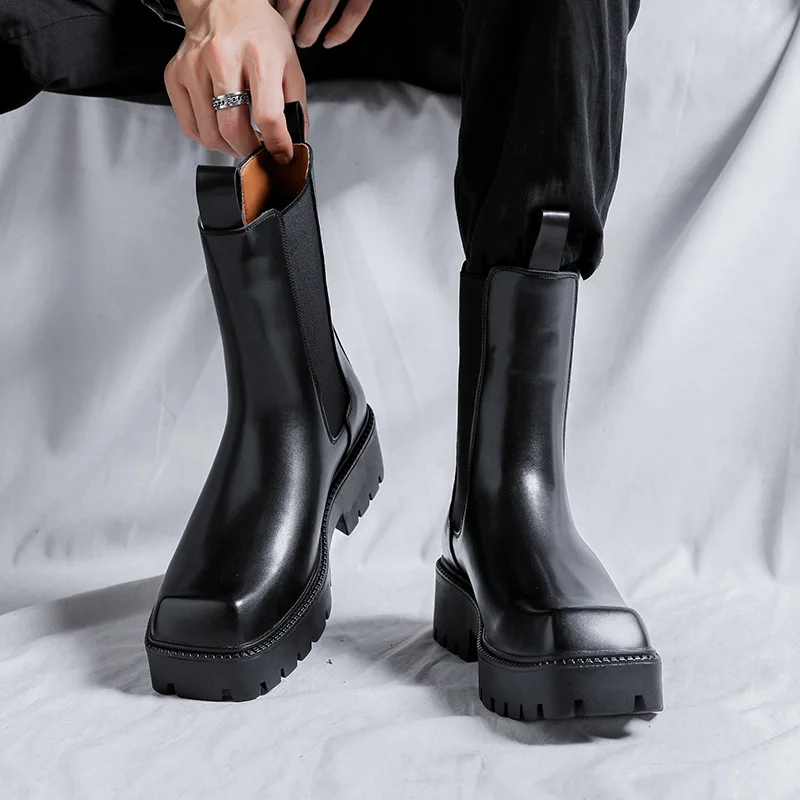 mens fashion high knight boots black natural leather shoes brand designer square toe chelsea boot long chimney botas masculinas
mens fashion high knight boots black natural leather shoes brand designer square toe chelsea boot long chimney botas masculinas
