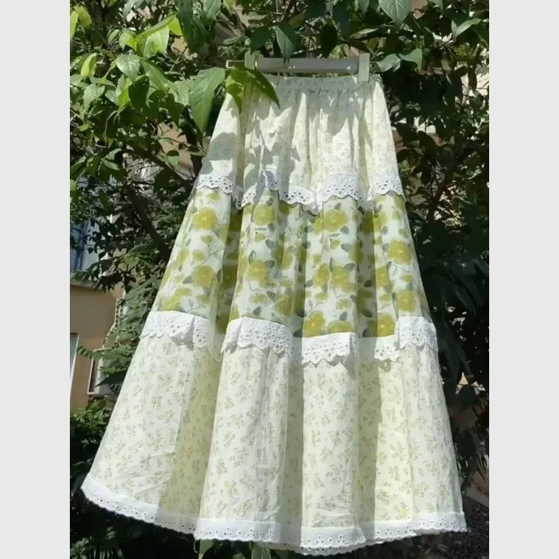 New Fashion Flower Print Skirt Women Summer Lace Patchwork Casual Elastic Waist A-Line Midi Skirts Elegant Mori Girl Jupe
New Fashion Flower Print Skirt Women Summer Lace Patchwork Casual Elastic Waist A-Line Midi Skirts Elegant Mori Girl Jupe