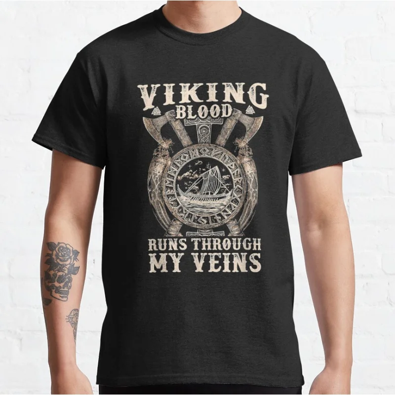 Viking Blood Runs Through My Veins Viking Ship Valknut Short-sleeve crewneck T-shirt for men Large size Adult S-6xl Tops
Viking Blood Runs Through My Veins Viking Ship Valknut Short-sleeve crewneck T-shirt for men Large size Adult S-6xl Tops