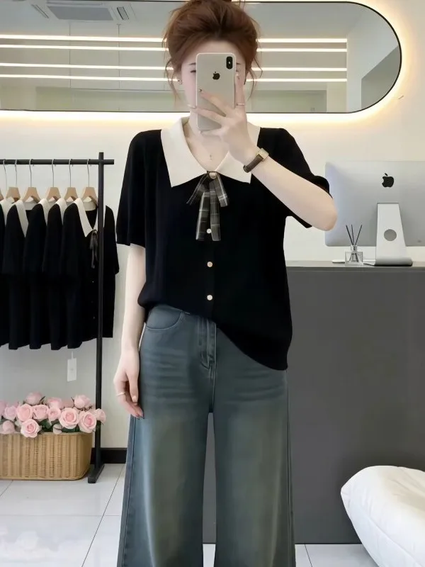 plus Size Knitted Shirt Short Sleeve Women's Summer New Style Slimming Top French Style Loose Fit Soft Breathable Skin-Friendly
plus Size Knitted Shirt Short Sleeve Women's Summer New Style Slimming Top French Style Loose Fit Soft Breathable Skin-Friendly