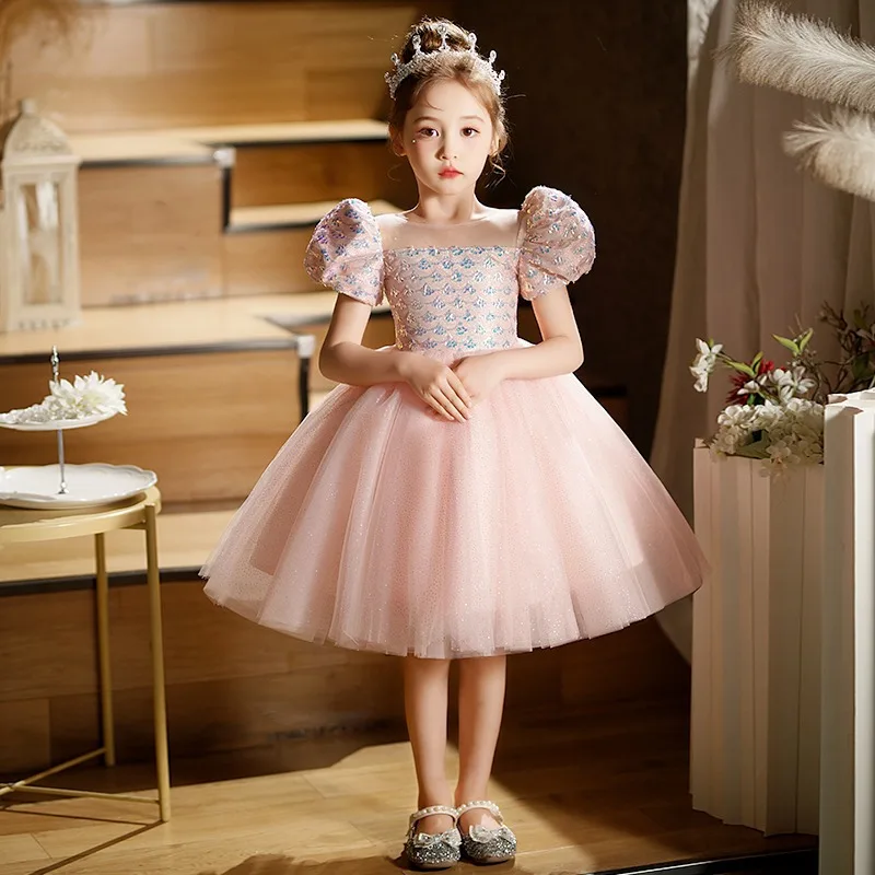 Girls High-End Pink Princess Ball Gown Children Shiny Sequin Patchwork Birthday Party Mesh Tutu Dresses y991
Girls High-End Pink Princess Ball Gown Children Shiny Sequin Patchwork Birthday Party Mesh Tutu Dresses y991