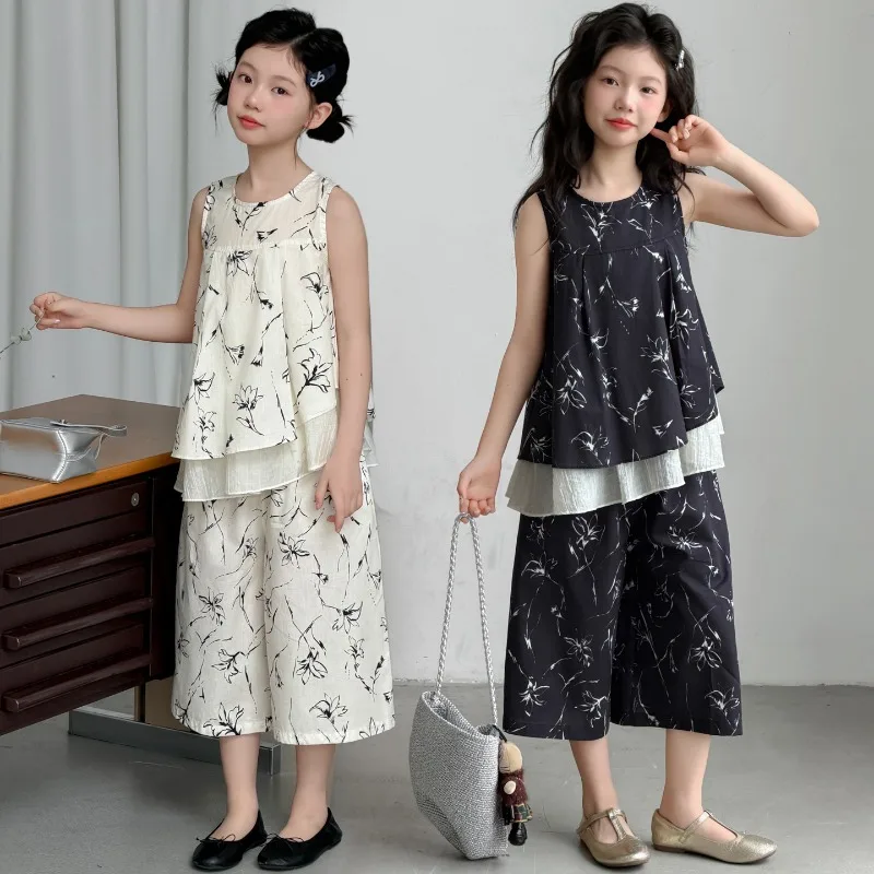 Children Clothes Girls Summer 2026 Floral Print Sleeveless Top and Wide Leg Pants Loose Breathable Comfortable
Children Clothes Girls Summer 2026 Floral Print Sleeveless Top and Wide Leg Pants Loose Breathable Comfortable